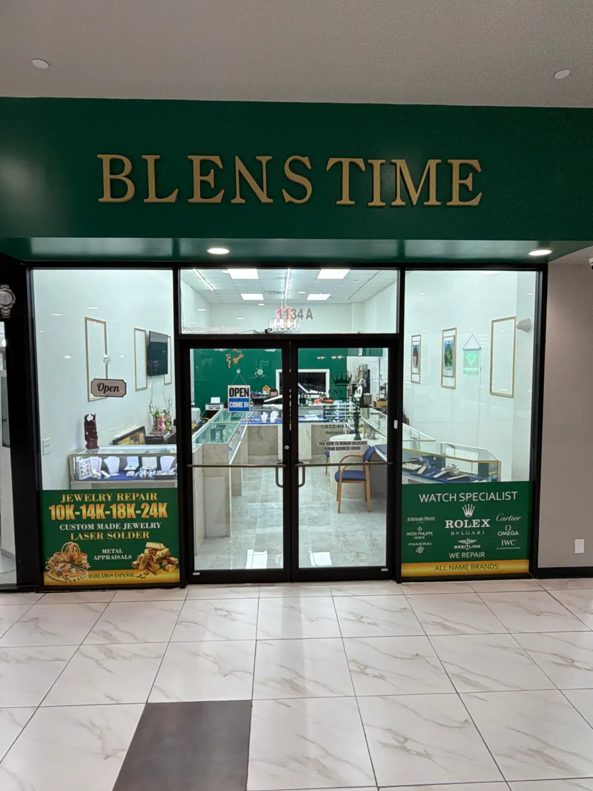 Blen's Time storefront in Sharpstown Center